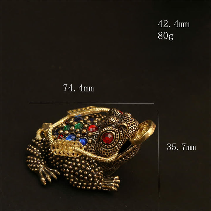 Buddha Stones Brass Three Legged Money Frog Wealth & Fortune Symbol - image 10