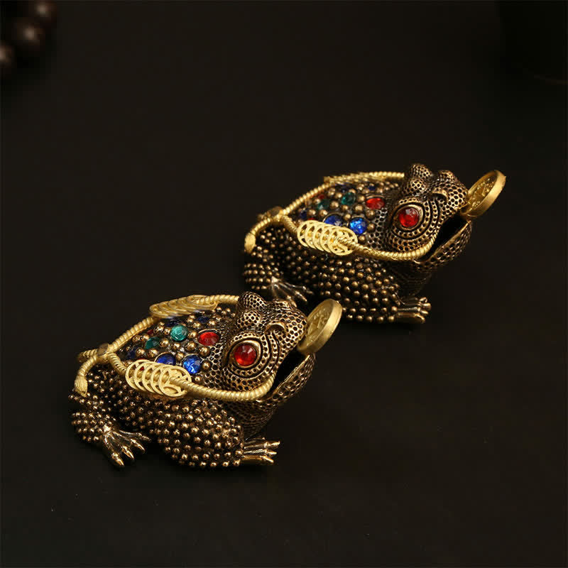 Buddha Stones Brass Three Legged Money Frog Wealth & Fortune Symbol - image 14