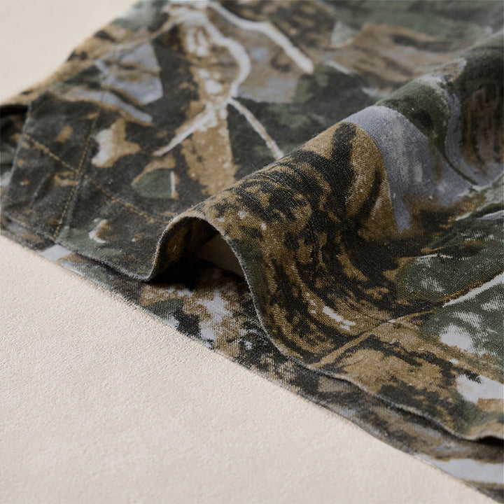 Buddha Stones Summer Casual Athletic Drawstring Camouflage Leaves Cotton Ramie Men's Shorts With Pockets - image 19