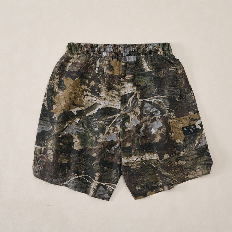 Buddha Stones Summer Casual Athletic Drawstring Camouflage Leaves Cotton Ramie Men's Shorts With Pockets - image 13