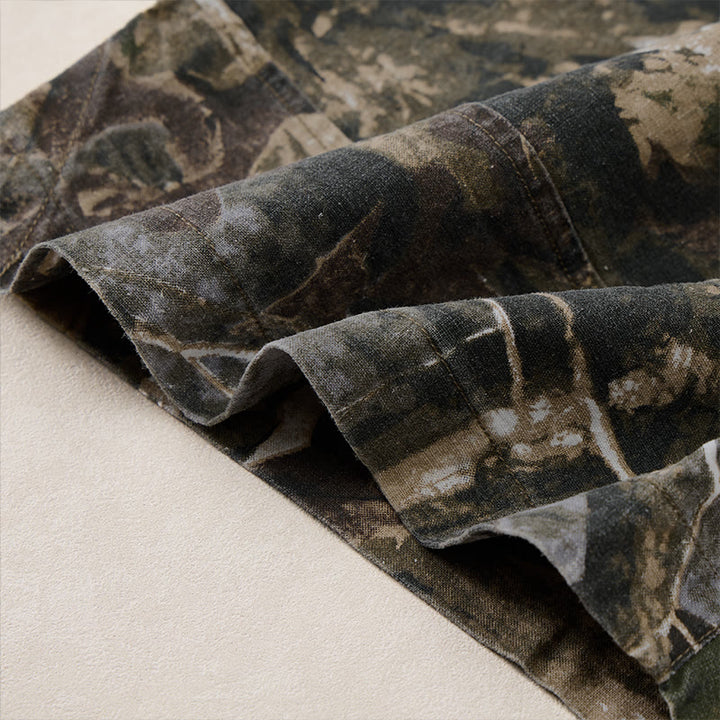 Buddha Stones Summer Casual Athletic Drawstring Camouflage Leaves Cotton Ramie Men's Shorts With Pockets - image 20