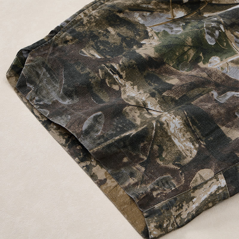 Buddha Stones Summer Casual Athletic Drawstring Camouflage Leaves Cotton Ramie Men's Shorts With Pockets - image 18