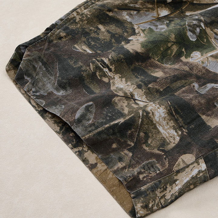 Buddha Stones Summer Casual Athletic Drawstring Camouflage Leaves Cotton Ramie Men's Shorts With Pockets - image 18
