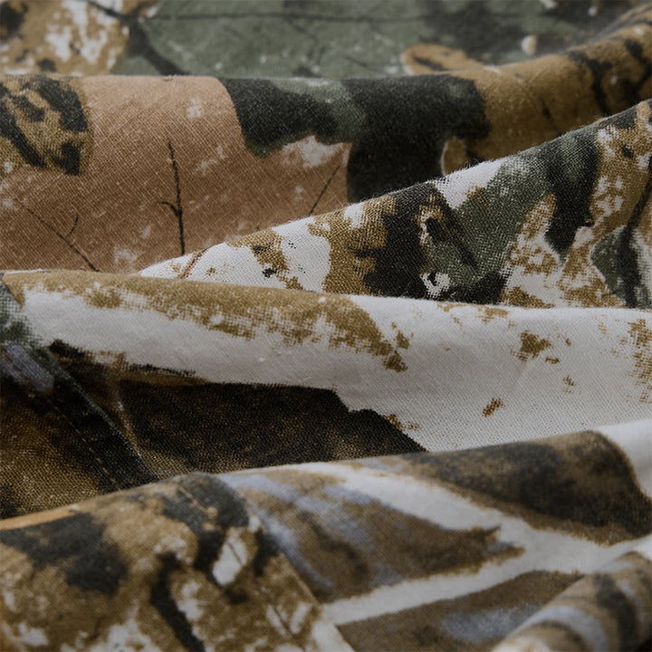 Buddha Stones Summer Casual Athletic Drawstring Camouflage Leaves Cotton Ramie Men's Shorts With Pockets - image 9