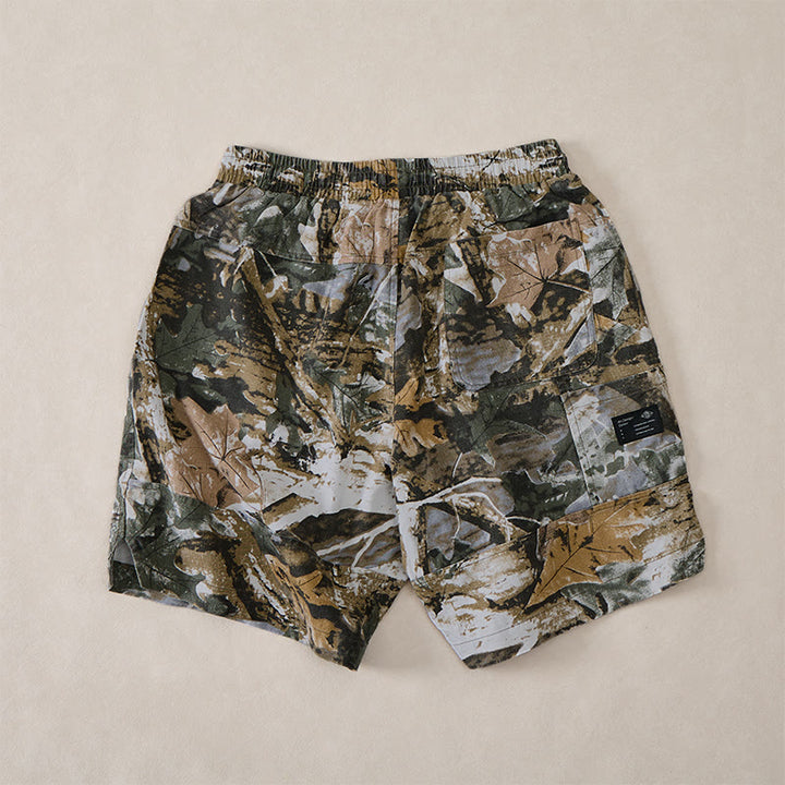 Buddha Stones Summer Casual Athletic Drawstring Camouflage Leaves Cotton Ramie Men's Shorts With Pockets - image 3