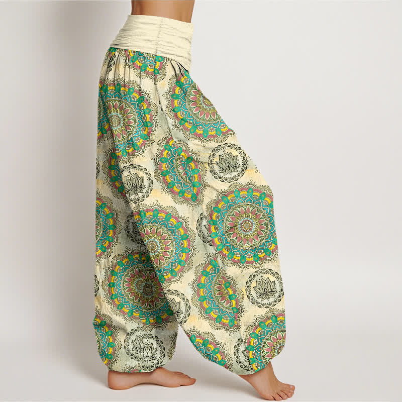 Buddha Stones Cotton Boho Mandala Pattern Women's Elastic Waist Harem Pants - image 1