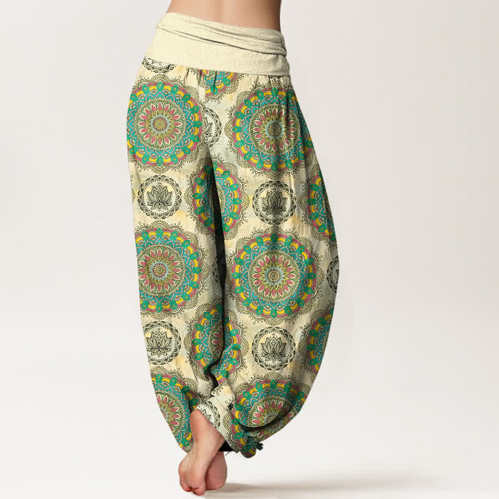 Buddha Stones Cotton Boho Mandala Pattern Women's Elastic Waist Harem Pants - image 2