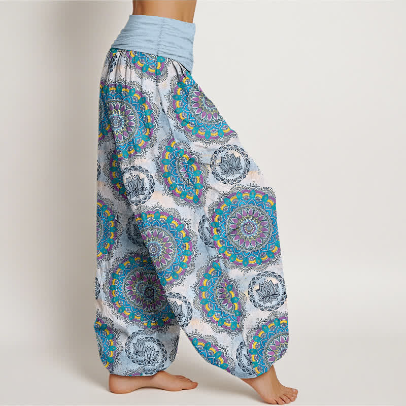 Buddha Stones Cotton Boho Mandala Pattern Women's Elastic Waist Harem Pants - image 6