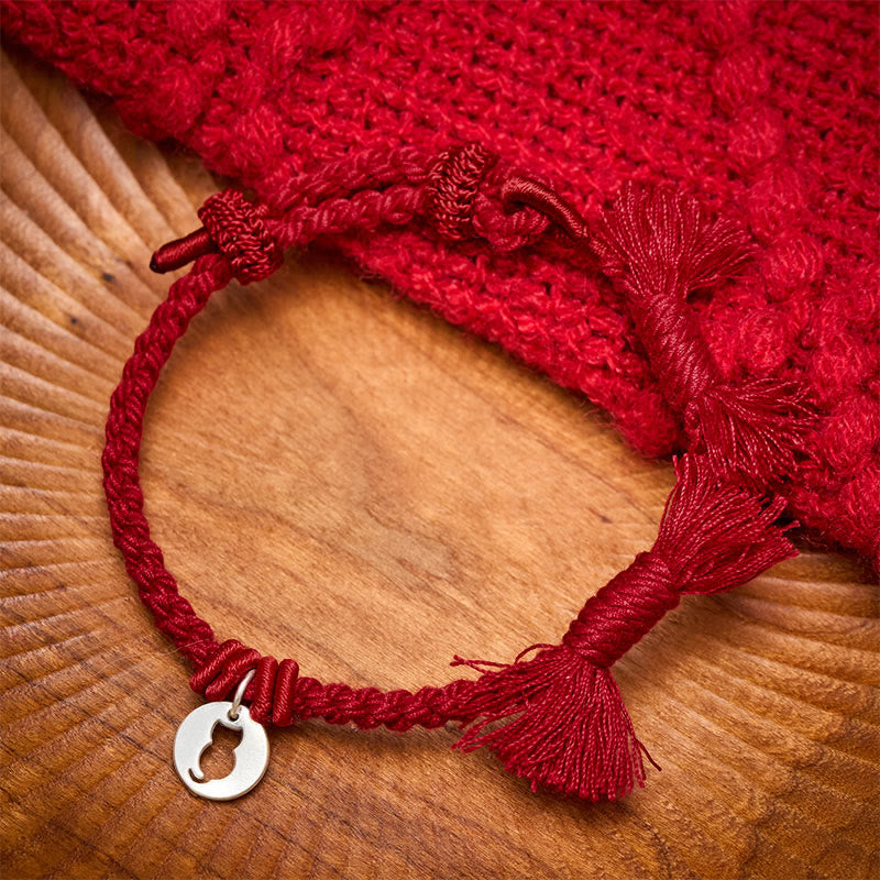 Buddha Stones 925 Sterling Silver Red String Protection Cat Round Hollow Design Charm Bracelet - DarkRed(Wrist Circumference 14–17cm) - image 10