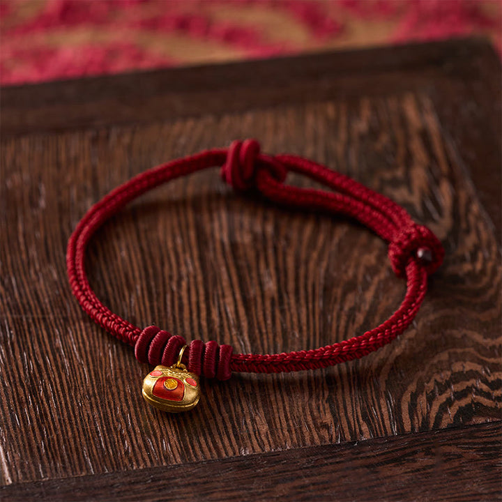 Buddha Stones Gold Plated 925 Sterling Silver Cat Red String Protection Bracelet - image 12