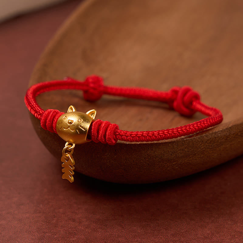 Buddha Stones Copper Cute Cat Fish Red String Healing Bracelet - Red(Wrist Circumference 15-18cm) - image 10