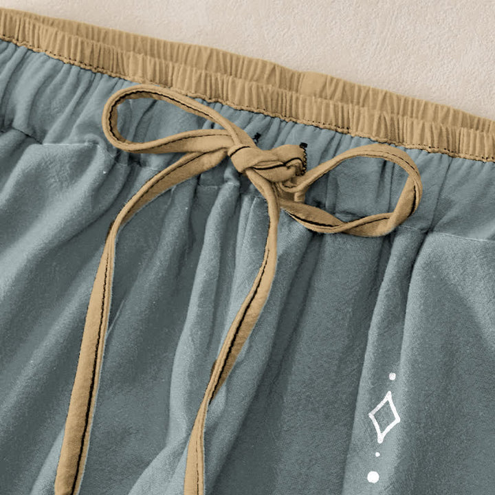 Buddha Stones Pure Cotton Zen Lotus Om Pattern Women's Elastic Waist Pants With Pockets - image 9
