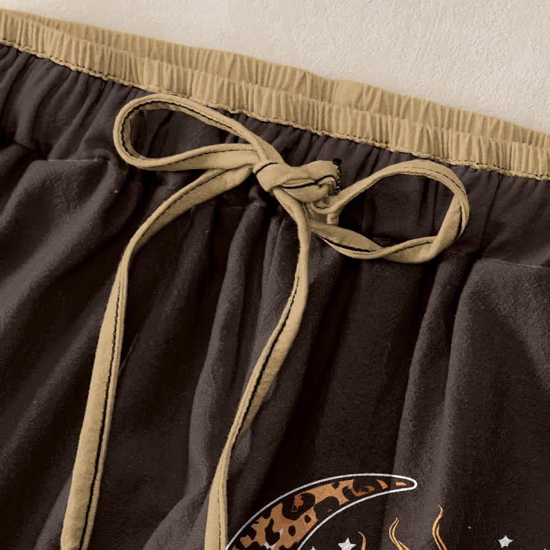 Buddha Stones Pure Cotton Celestial Sun Moon Pattern Women's Elastic Waist Pants With Pockets - image 5