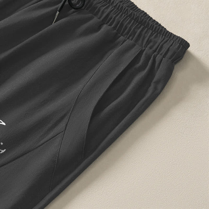 Buddha Stones Pure Cotton Sun Moon Phase Pattern Drawstring Men's Tapered Pants With Pockets - image 4