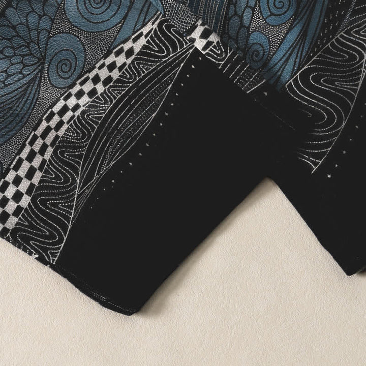 Buddha Stones Pure Cotton Tribal Wave Pattern Drawstring Men's Tapered Pants With Pockets - image 5