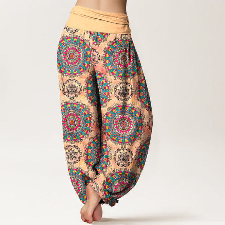 Buddha Stones Cotton Boho Mandala Pattern Women's Elastic Waist Harem Pants - image 10