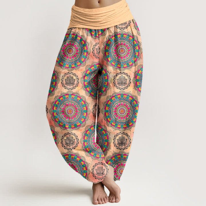 Buddha Stones Cotton Boho Mandala Pattern Women's Elastic Waist Harem Pants - PeachPuff - US16，UK/AU20，EU48 (3XL) - image 8