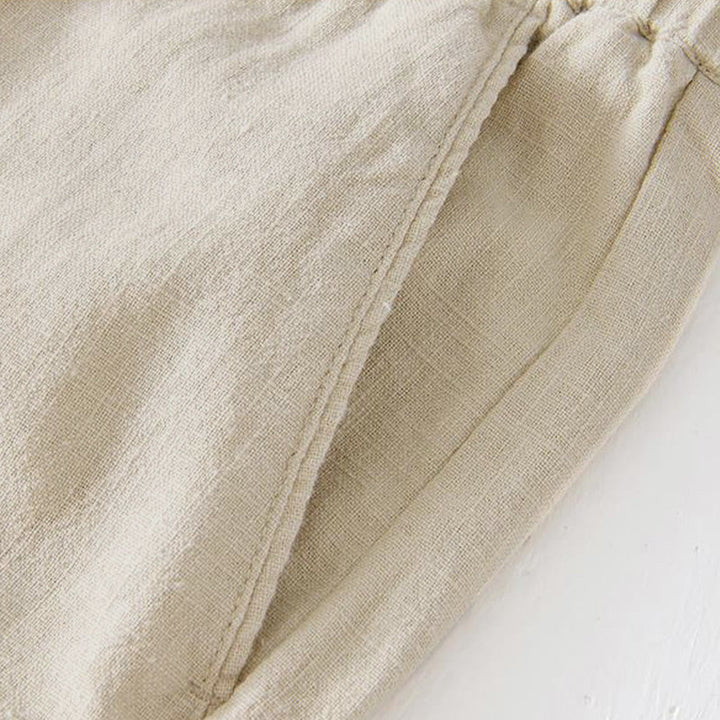 Buddha Stones Summer Solid Color Drawstring Elastic Waist Men's Ramie Linen Cotton Shorts With Pockets - image 3
