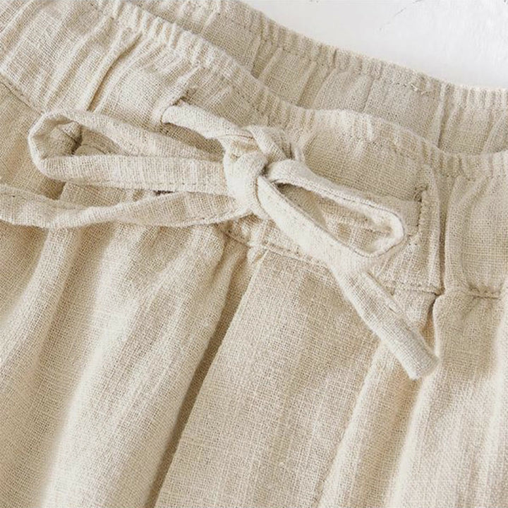 Buddha Stones Summer Solid Color Drawstring Elastic Waist Men's Ramie Linen Cotton Shorts With Pockets - image 1