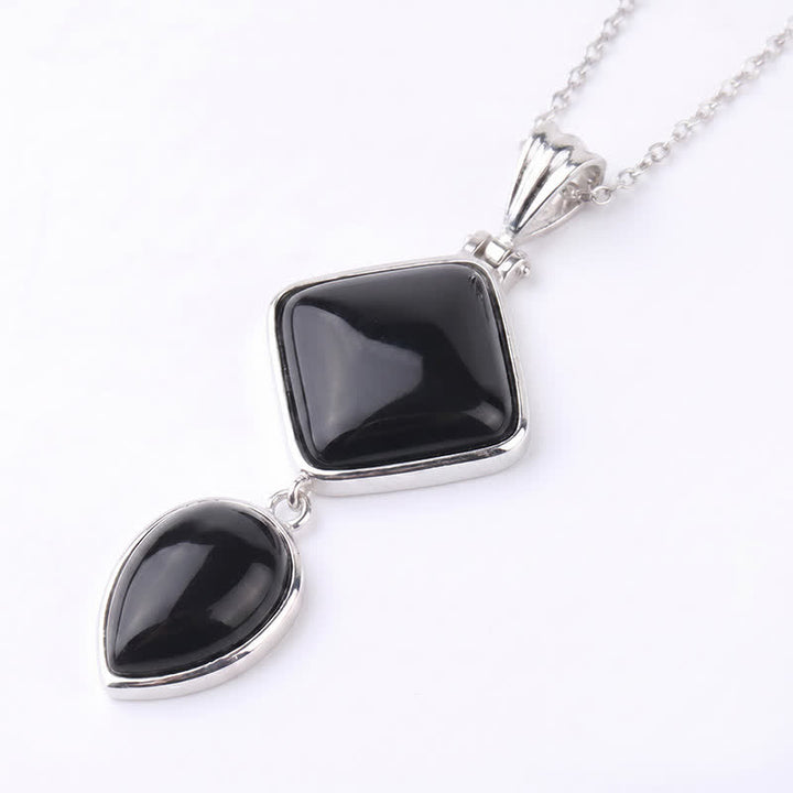 Buddha Stones Natural Stone Opal Double Pendant Calm Necklace - Black Onyx - image 22