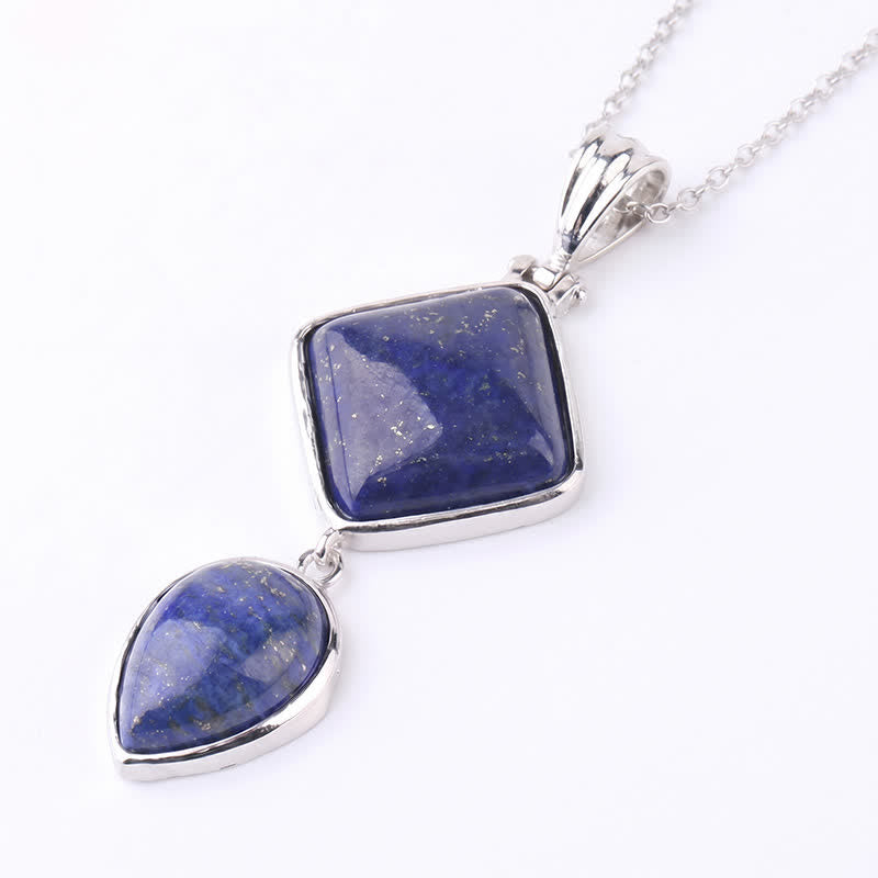 Buddha Stones Natural Stone Opal Double Pendant Calm Necklace - Lapis Lazuli - image 18