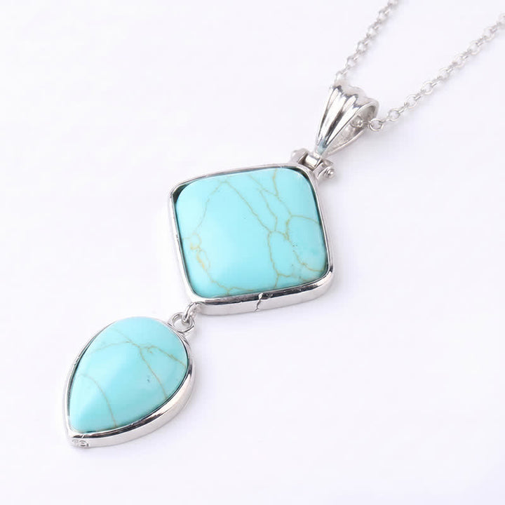 Buddha Stones Natural Stone Opal Double Pendant Calm Necklace - Turquoise - image 39