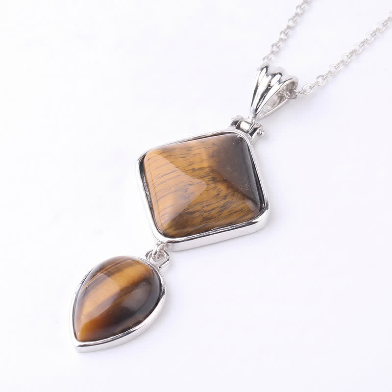 Buddha Stones Natural Stone Opal Double Pendant Calm Necklace - Tiger Eye - image 14