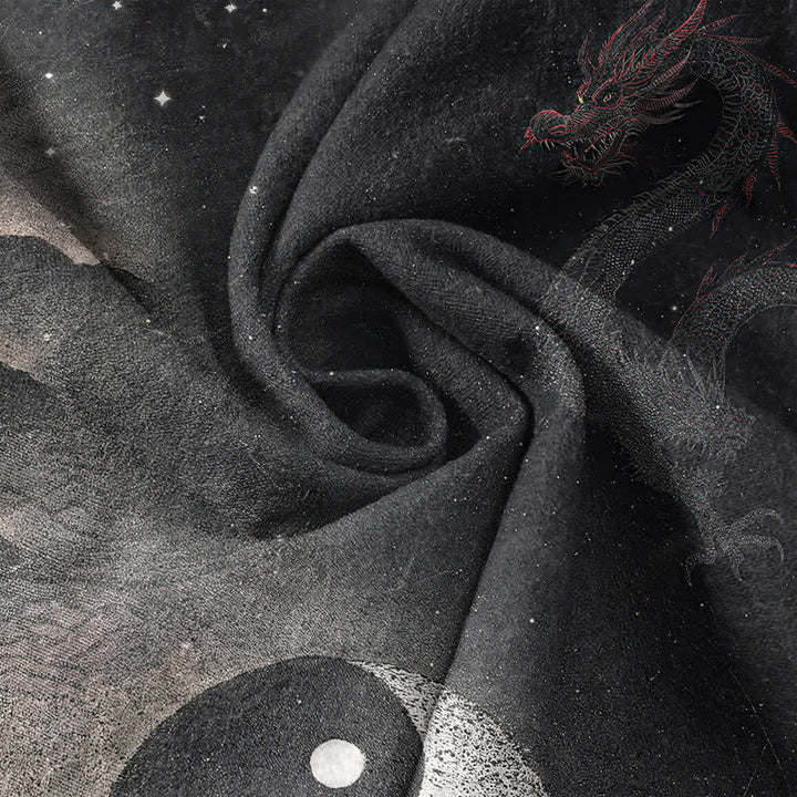Buddha Stones Cotton Yin Yang Cloud Pattern Men's Short Sleeve Half Button Shirt - image 4