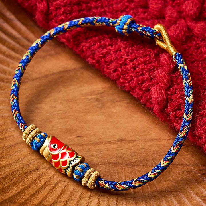 Buddha Stones Koi Fish Luck Hand-Woven String Bracelet - Blue With Koi Fish Accessory - image 16
