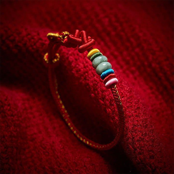 Buddha Stones Hand-Woven Chinese Knotting Luck Jade String Bracelet - image 3