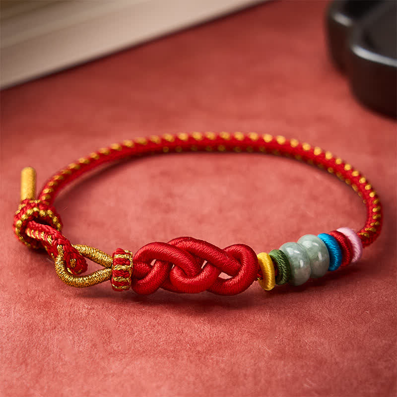 Buddha Stones Hand-Woven Chinese Knotting Luck Jade String Bracelet - image 2