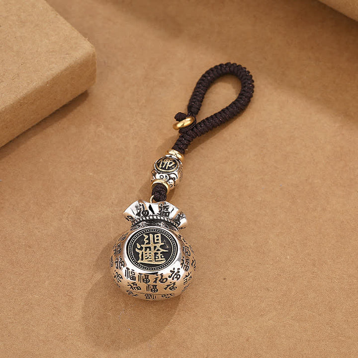 Buddha Stones Copper Fu Character Moneybag Blessing Keychains - image 2