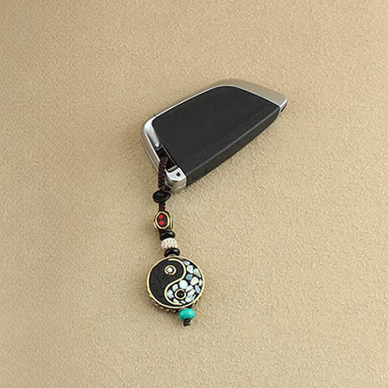 Buddha Stones Wenge Wood Yin Yang Pendant Harmony Keychains - image 3