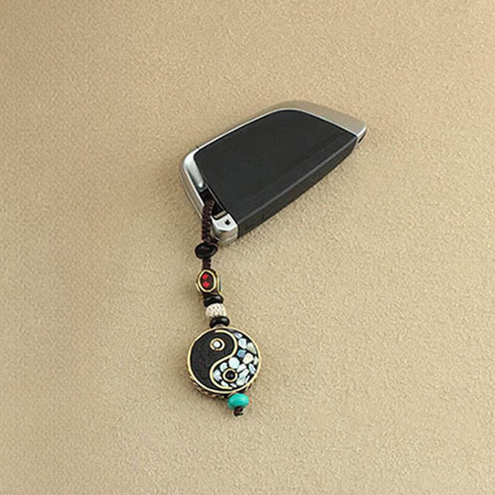 Buddha Stones Wenge Wood Yin Yang Pendant Harmony Keychains - image 3