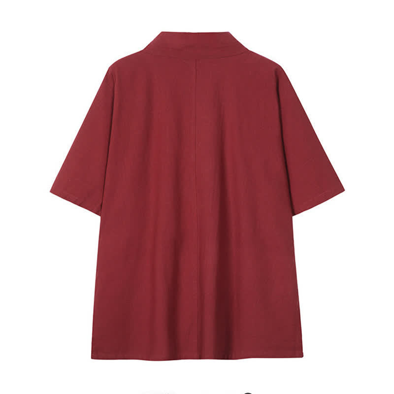 Buddha Stones Spring Summer Minimalist Drawstring Solid Cotton Linen Men's Kimono - image 1
