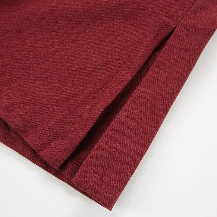 Buddha Stones Spring Summer Minimalist Drawstring Solid Cotton Linen Men's Kimono - image 7