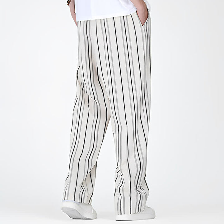 Buddha Stones Spring Summer Casual Vintage Drawstring Vertical Striped Ankle Pants Men's Straight Leg Pants With Pocket - image 13