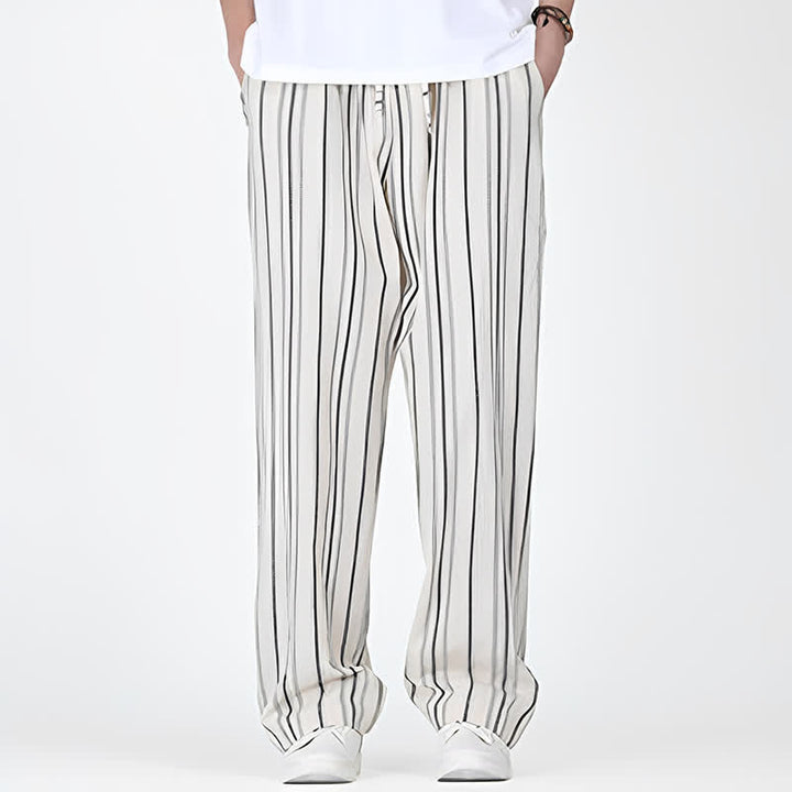 Buddha Stones Spring Summer Casual Vintage Drawstring Vertical Striped Ankle Pants Men's Straight Leg Pants With Pocket - image 15