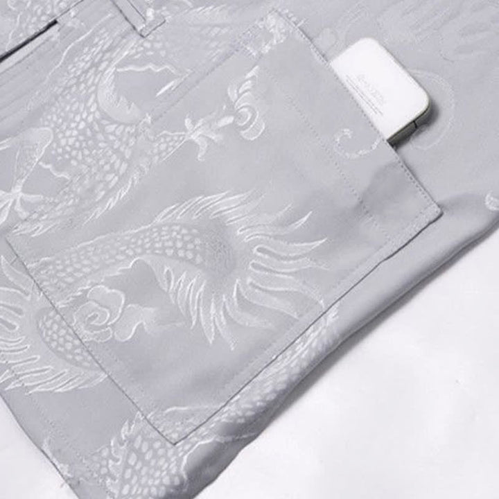 Buddha Stones 2Pcs Tang Suit Dragon Frog-Button Men's Long Sleeve Shirt Pants Clothing Set - image 10