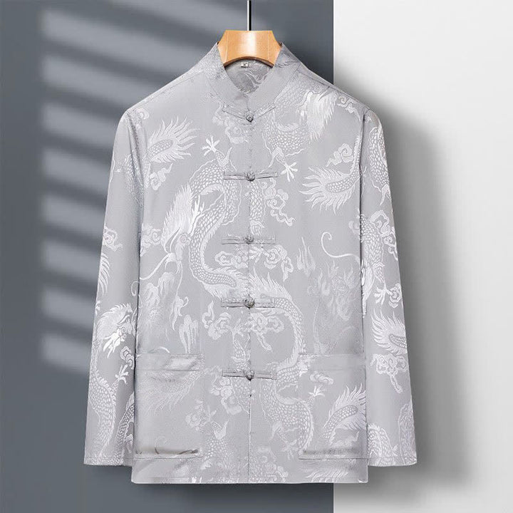 Buddha Stones 2Pcs Tang Suit Dragon Frog-Button Men's Long Sleeve Shirt Pants Clothing Set - image 7