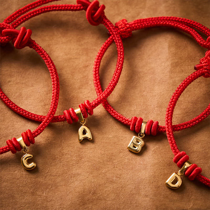 Buddha Stones Titanium Steel Letter Red String Faith Bracelet - image 0