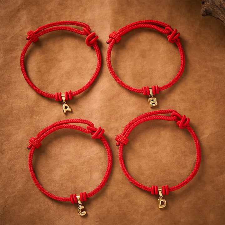 Buddha Stones Titanium Steel Letter Red String Faith Bracelet - image 25