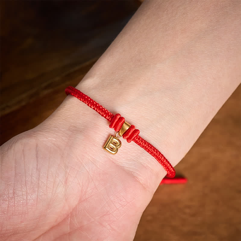 Buddha Stones Titanium Steel Letter Red String Faith Bracelet - image 14