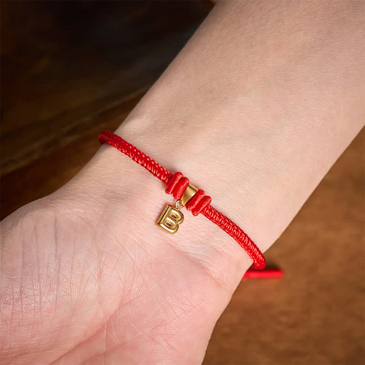 Buddha Stones Titanium Steel Letter Red String Faith Bracelet - image 14