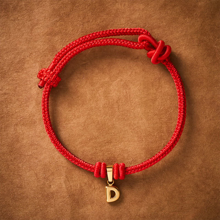Buddha Stones Titanium Steel Letter Red String Faith Bracelet - D - 6.7–7.5 in (17–19 cm) - image 20