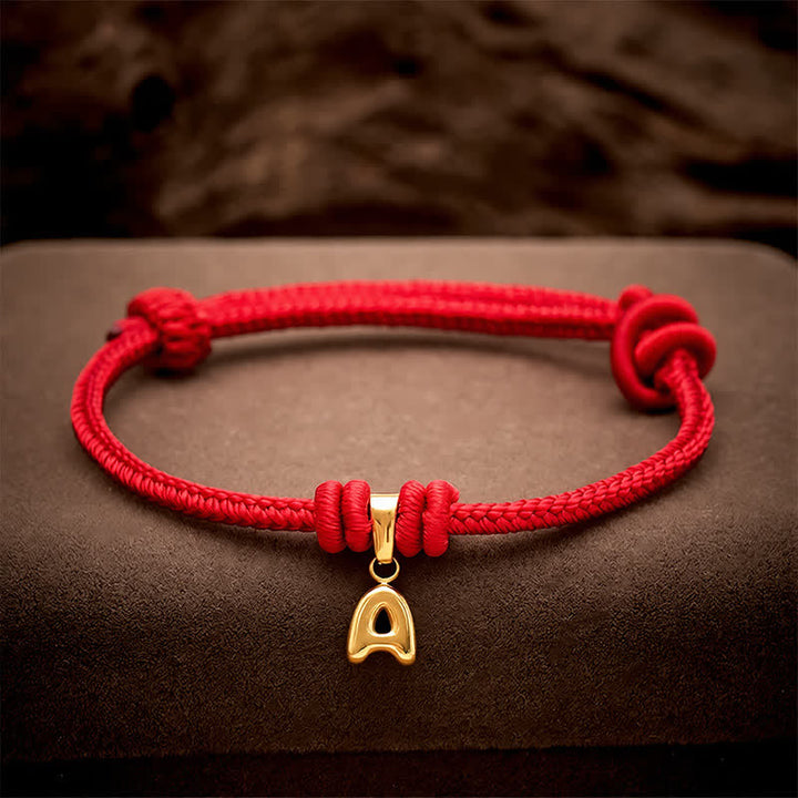 Buddha Stones Titanium Steel Letter Red String Faith Bracelet - image 4
