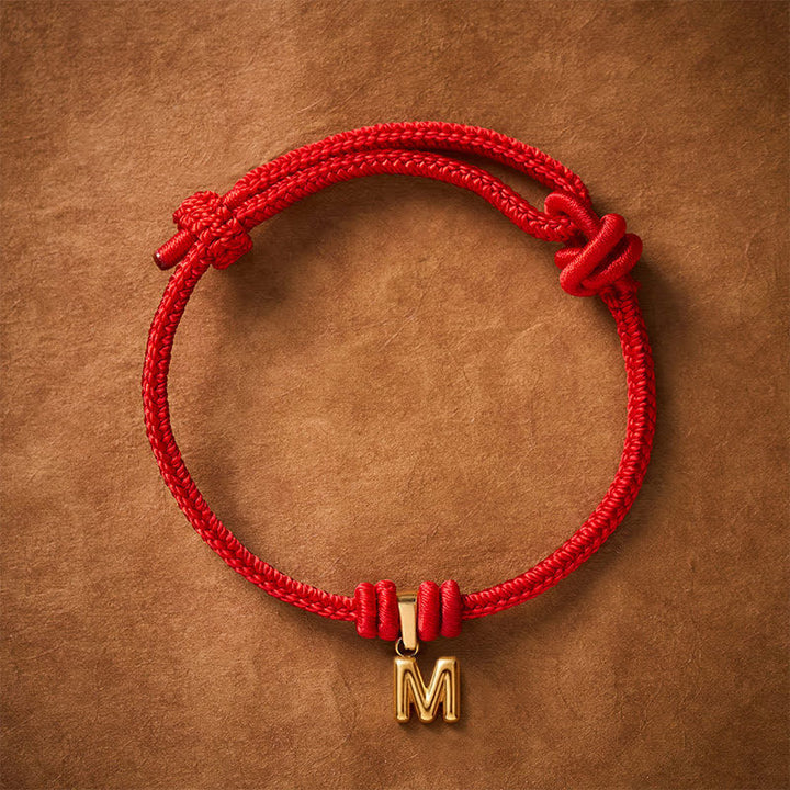 Buddha Stones Titanium Steel Letter Red String Faith Bracelet - M - 6.7–7.5 in (17–19 cm) - image 35