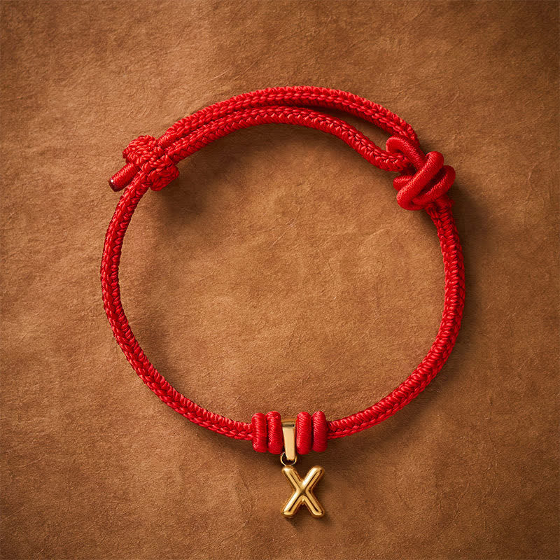 Buddha Stones Titanium Steel Letter Red String Faith Bracelet - X - 6.7–7.5 in (17–19 cm) - image 46