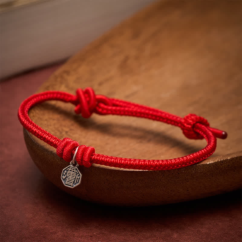 Buddha Stones 925 Sterling Silver Bagua Red String Connection Bracelet - image 4