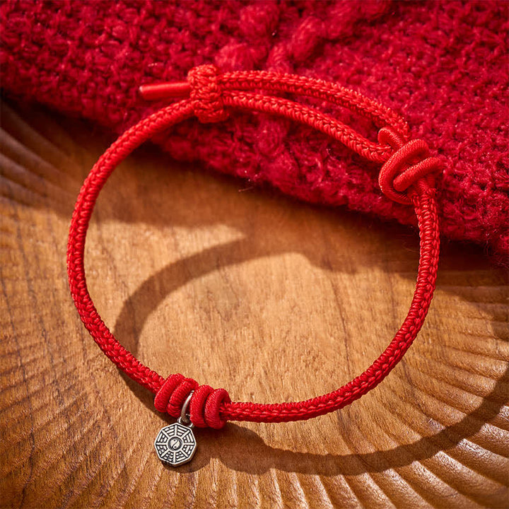 Buddha Stones 925 Sterling Silver Bagua Red String Connection Bracelet - image 3
